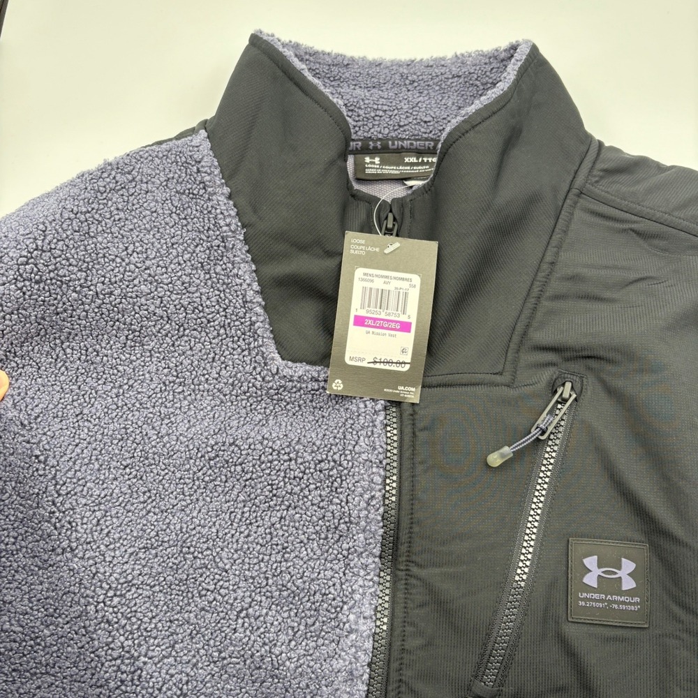 Under Armour Mission Boucle Vest Mens 2XL Sherpa Full Zip Outdoor Mock Neck - Picture 9 of 10